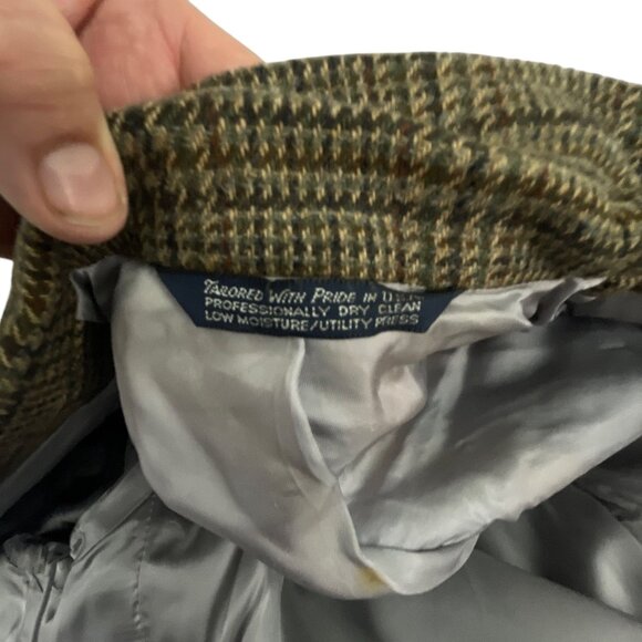 Lands End Men's Wool Blazer W/ Elbow Patches 42R Plaid Tailored Fit  Academia - Picture 5 of 12